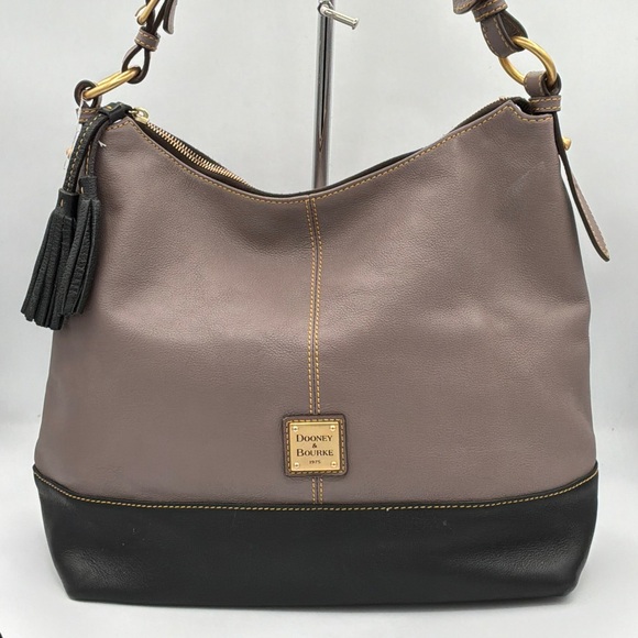 Dooney & Bourke Handbags - Dooney & Bourke Hobo Bag - Taupe and Black